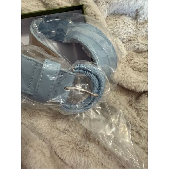Women's Risantry Light Blue Faux Leather Dress Belt Small  NEW - Picture 1 of 7